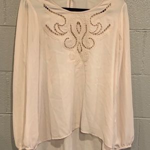 Blush pink long sleeve blouse